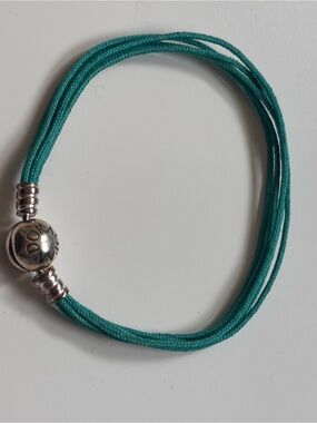 Pandora Teal Multi-Strand Cord Bracelet with Silver Clasp